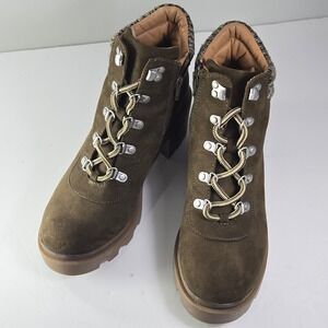 Universal Thread Women's Olive Green Suede Lace Up Chunky Heel Combat Boots 10‎